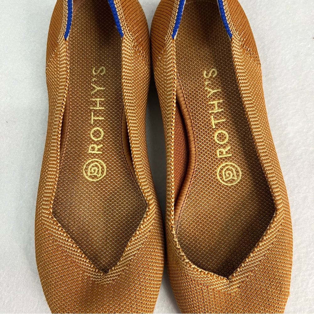 Rothy's Brown Flats with Blue Trim - Picture 2 of 6